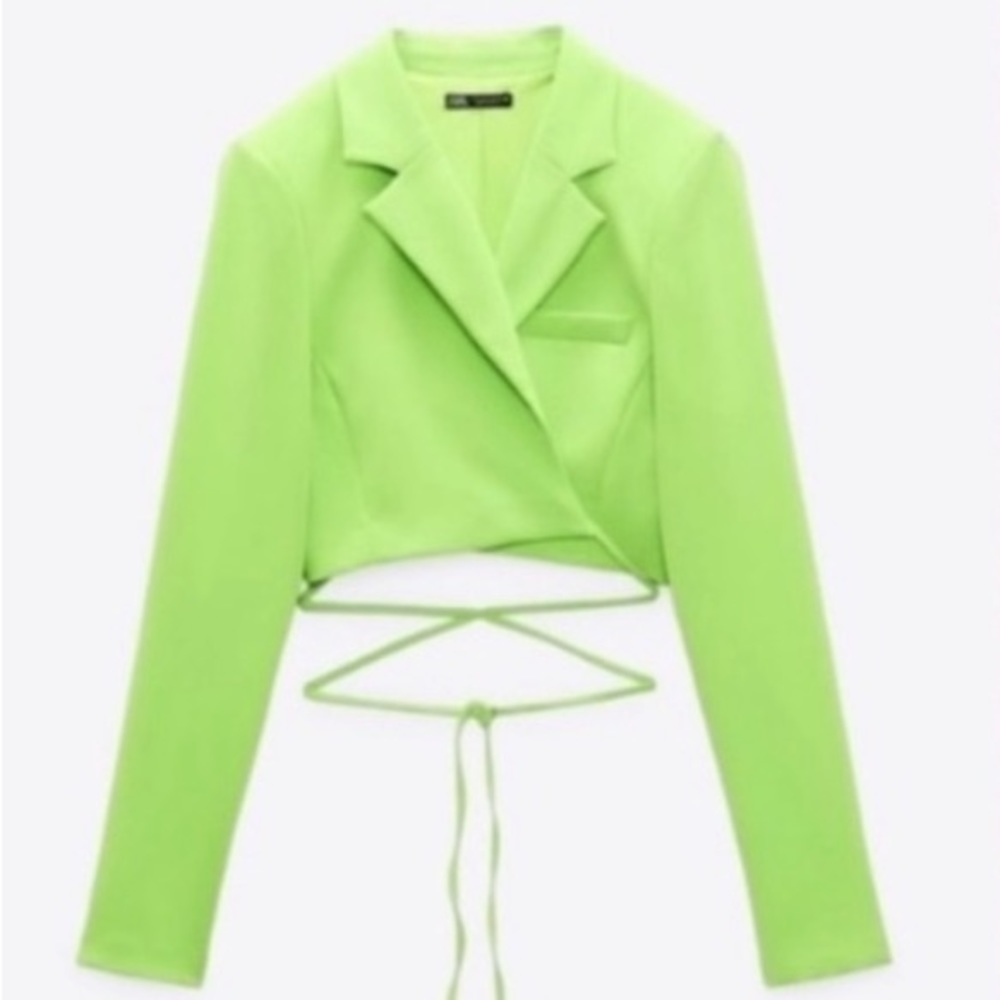 Zara Cropped Green Blazer